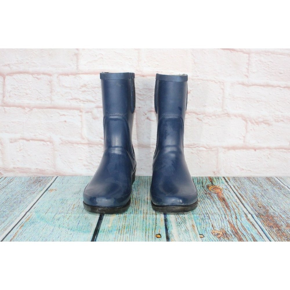 LL Bean Wellie Blue Rubber Nylon Shank Mid Calf Rain Boots Size 10 M - Picture 4 of 8